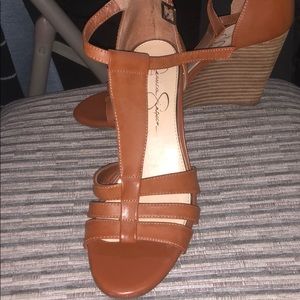 Only worn once brown jessica Simpson wedges!